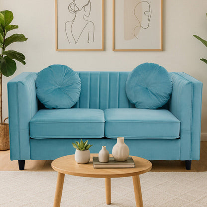 Farah Two Seat Green Velvet Sofa