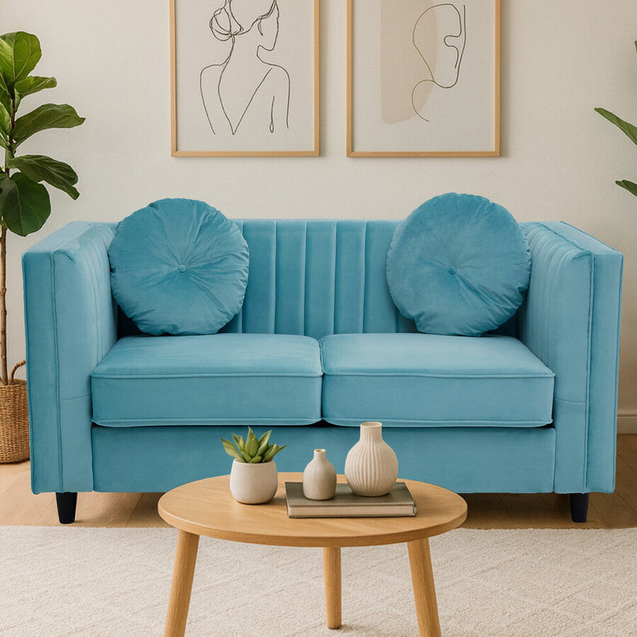 Farah Two Seat Green Velvet Sofa