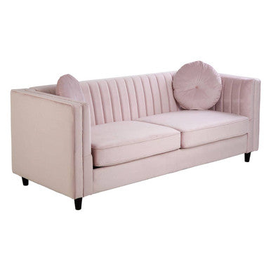 3 Seater Pink Velvet Sofa, Farah