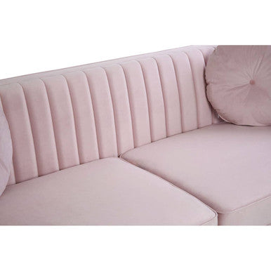 3 Seater Pink Velvet Sofa, Farah