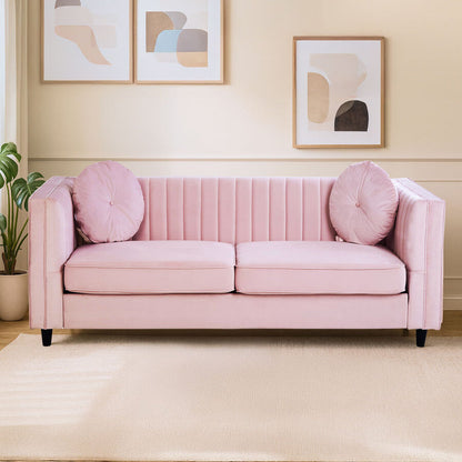 3 Seater Pink Velvet Sofa, Farah