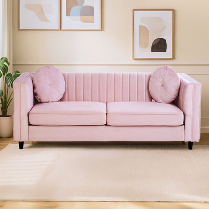 3 Seater Pink Velvet Sofa, Farah