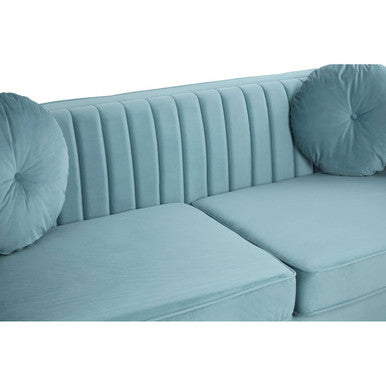 Farah Three Seater Pastel Green Velvet Sofa