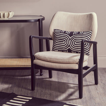 Stockholm Beige Chair With Black Wooden Frame