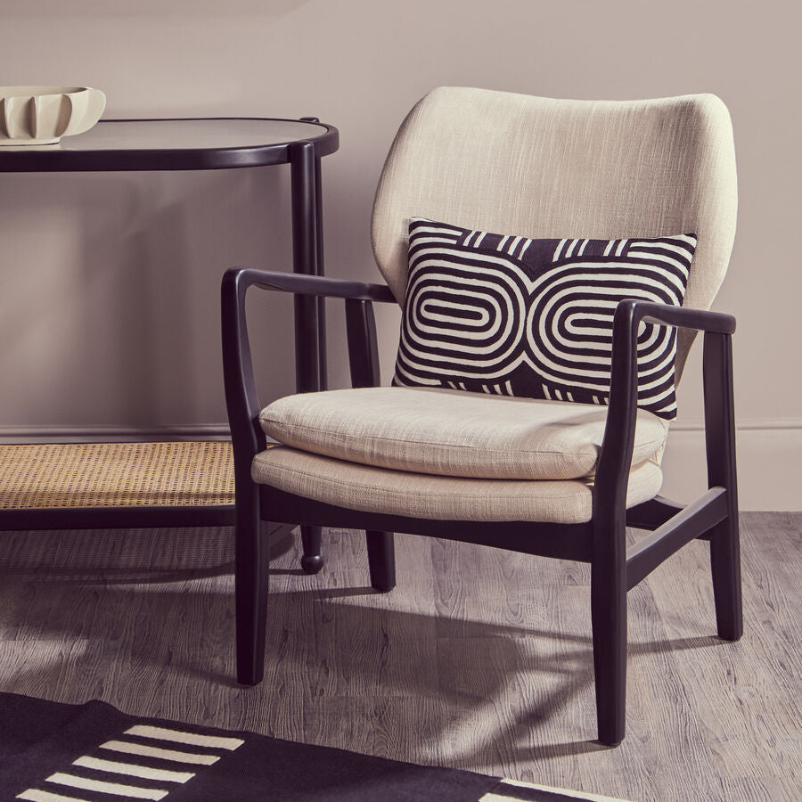 Stockholm Beige Chair With Black Wooden Frame