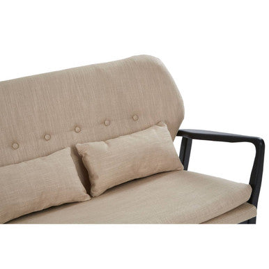 Stockholm 2 Seat Beige Sofa With Black Wood Frame