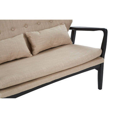 Stockholm 2 Seat Beige Sofa With Black Wood Frame
