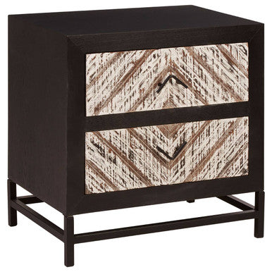 Lombok Black 2 Drawer Bedside Table
