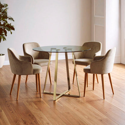 Metropolitan Round Gold Finish Dining Table