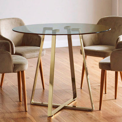 Metropolitan Round Gold Finish Dining Table