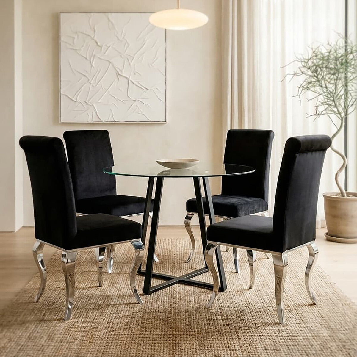 Metropolitan Matte Black Lattice Dining Table