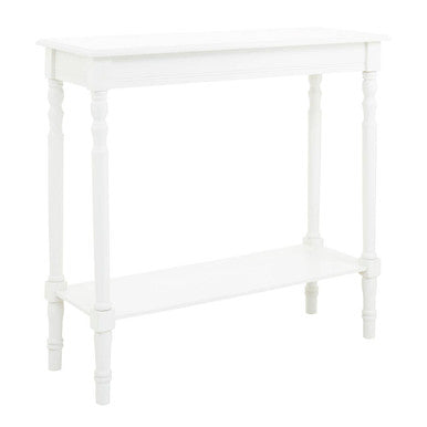 White Pine Wood Rectangular Console Table with Lower Shelf and Spindle Legs, Heritage