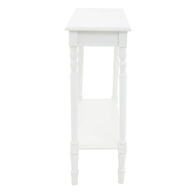 White Pine Wood Rectangular Console Table with Lower Shelf and Spindle Legs, Heritage