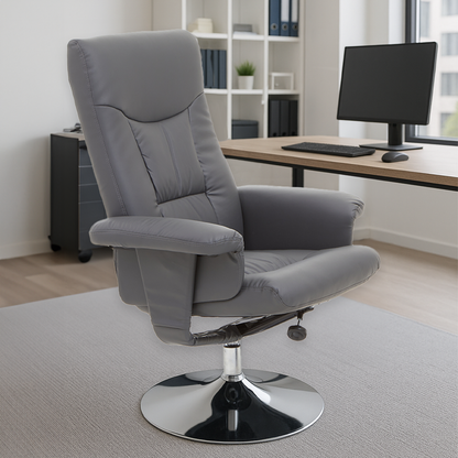 Denton Grey Leather Effect Reclining Chair