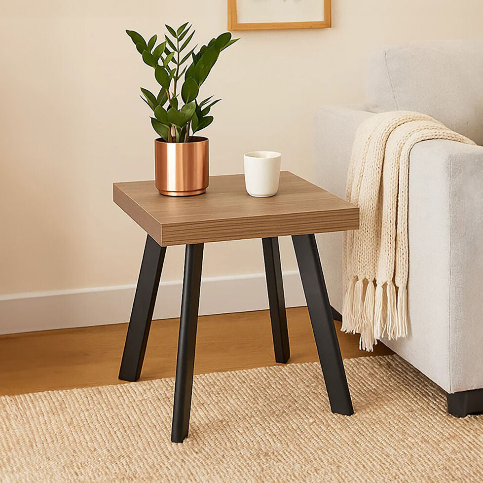 Natural Wood Side Table with U-Shaped Base | Oakwill