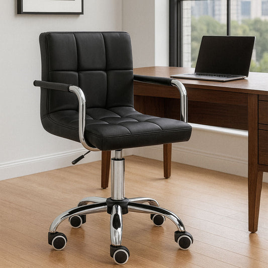 Finn Black Home Office Chair With Swivel Base