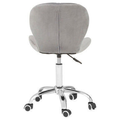 Franki Grey Velvet Quilted Home Office Chair
