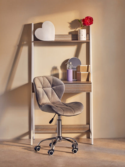Franki Grey Velvet Quilted Home Office Chair
