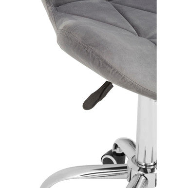 Franki Grey Velvet Quilted Home Office Chair