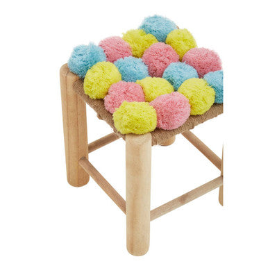 West Village Pink Blue And Yellow Pom Stool