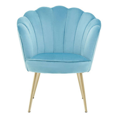 Ovala Aqua Blue Velvet Scalloped Chair