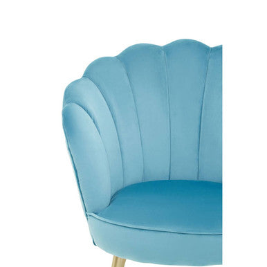 Ovala Aqua Blue Velvet Scalloped Chair