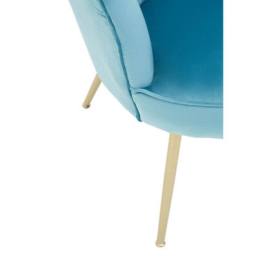 Ovala Aqua Blue Velvet Scalloped Chair