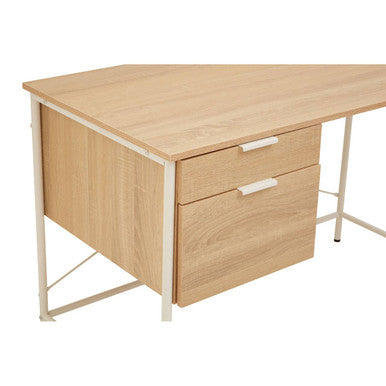 Bradbury Natural Oak Veneer Desk With Drawers