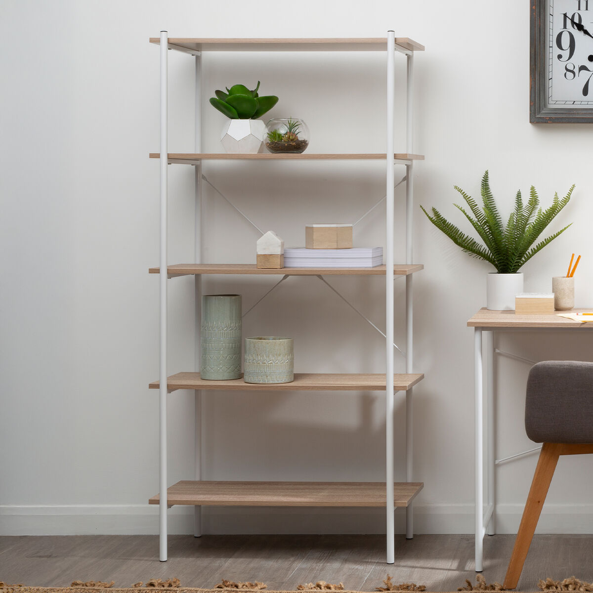 Bradbury Five Tier Natural Oak Shelf Unit