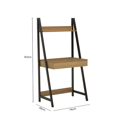 Bradbury Natural Oak Effect Desk with Metal Frame
