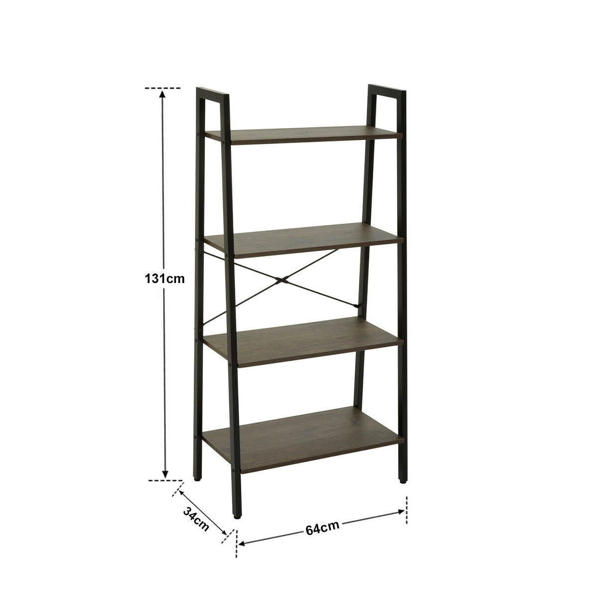Bradbury Four Tier Dark Oak Veneer Ladder Shelf Unit