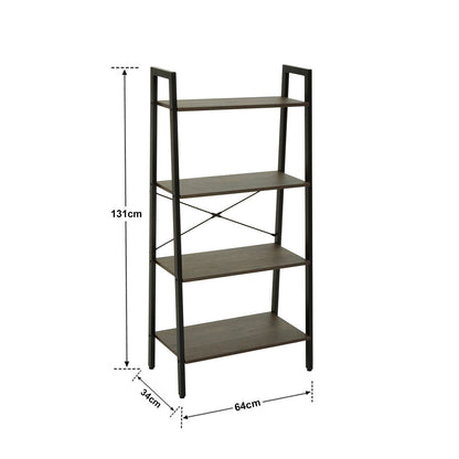 Bradbury Four Tier Dark Oak Veneer Ladder Shelf Unit