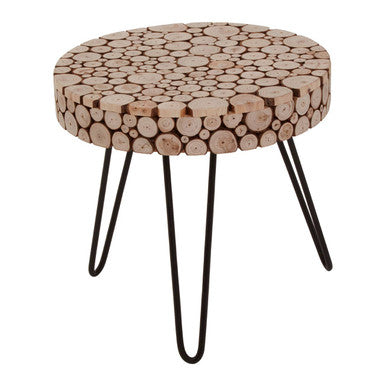 Lacuna Fir Wood Round Side Table