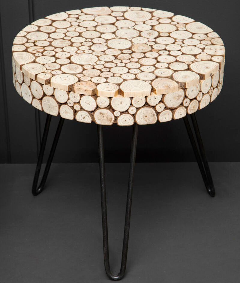 Lacuna Fir Wood Round Side Table