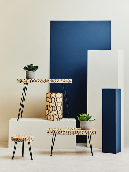 Black and Natural Coffee Table with Wood Top | Lacuna