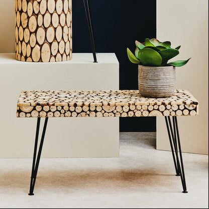 Black and Natural Coffee Table with Wood Top | Lacuna