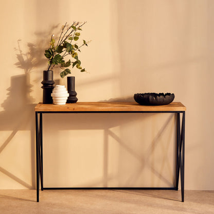 Kickford Parquet Fir Wood Console Table