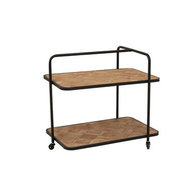 Kickford Parquet Fir Wood Trolley