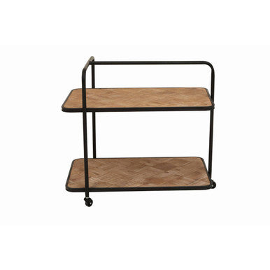 Kickford Parquet Fir Wood Trolley