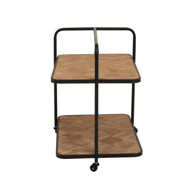 Kickford Parquet Fir Wood Trolley