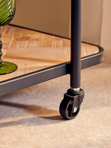 Kickford Parquet Fir Wood Trolley
