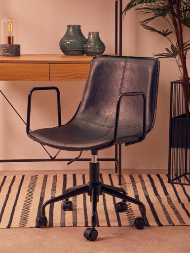 Branson Black Leather Effect Home Office Chair