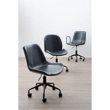 Branson Grey Leather Effect Home Office Chair