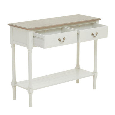 Heritage 2 Drawers White Rectangular Console Table