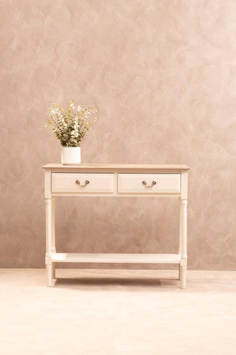 Heritage 2 Drawers White Rectangular Console Table