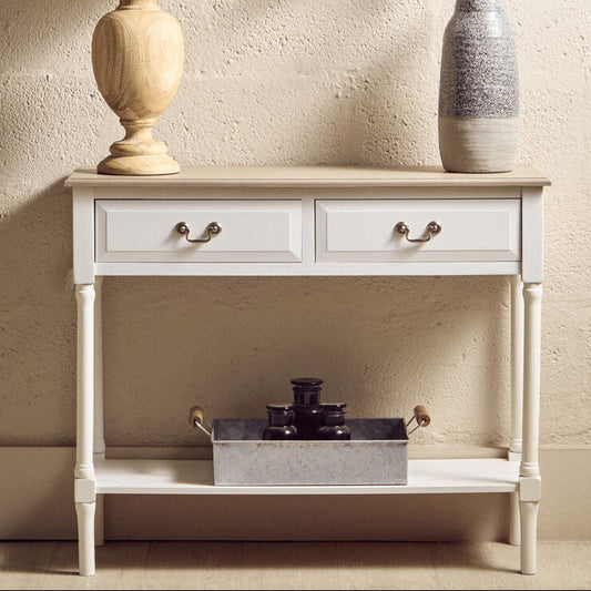 Heritage 2 Drawers White Rectangular Console Table