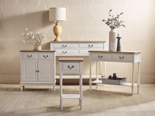 Heritage 2 Drawers White Rectangular Console Table