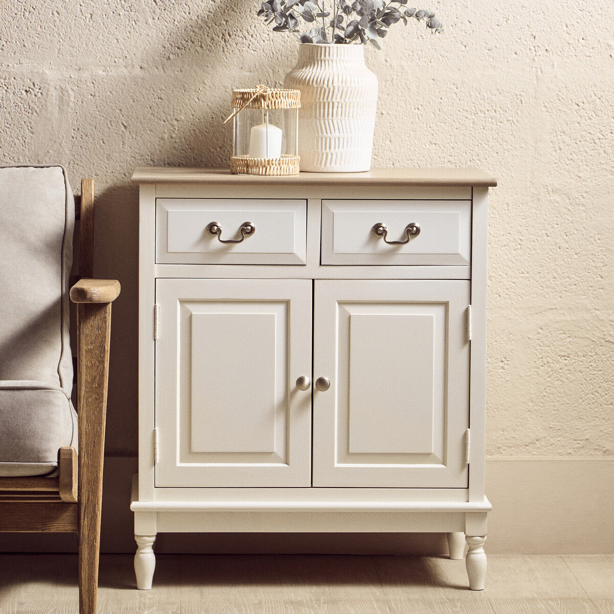 Heritage 2 Drawer White Sideboard