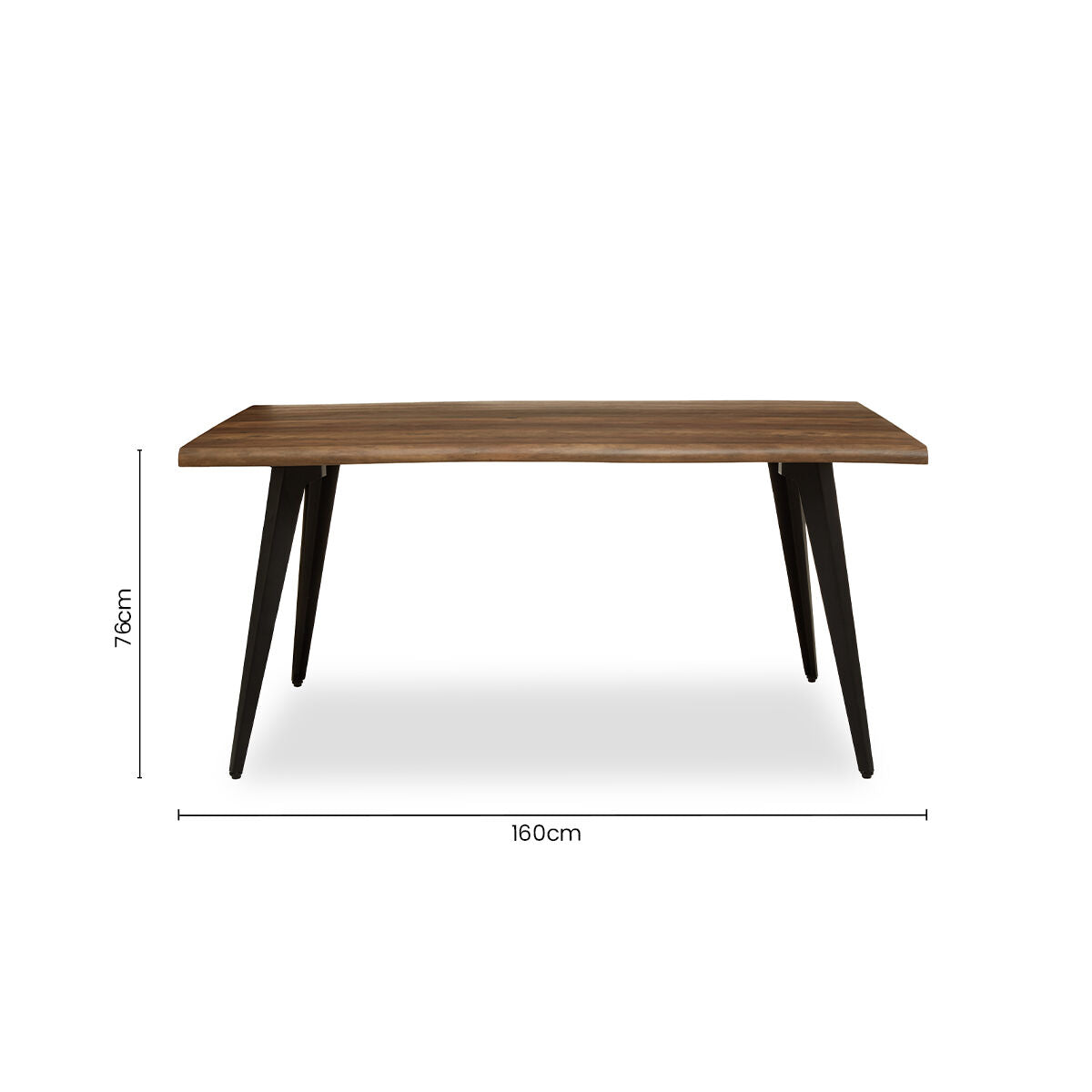 Brown Dark Wood Veneer Top Dining Table with Black Slender Legs | Assia