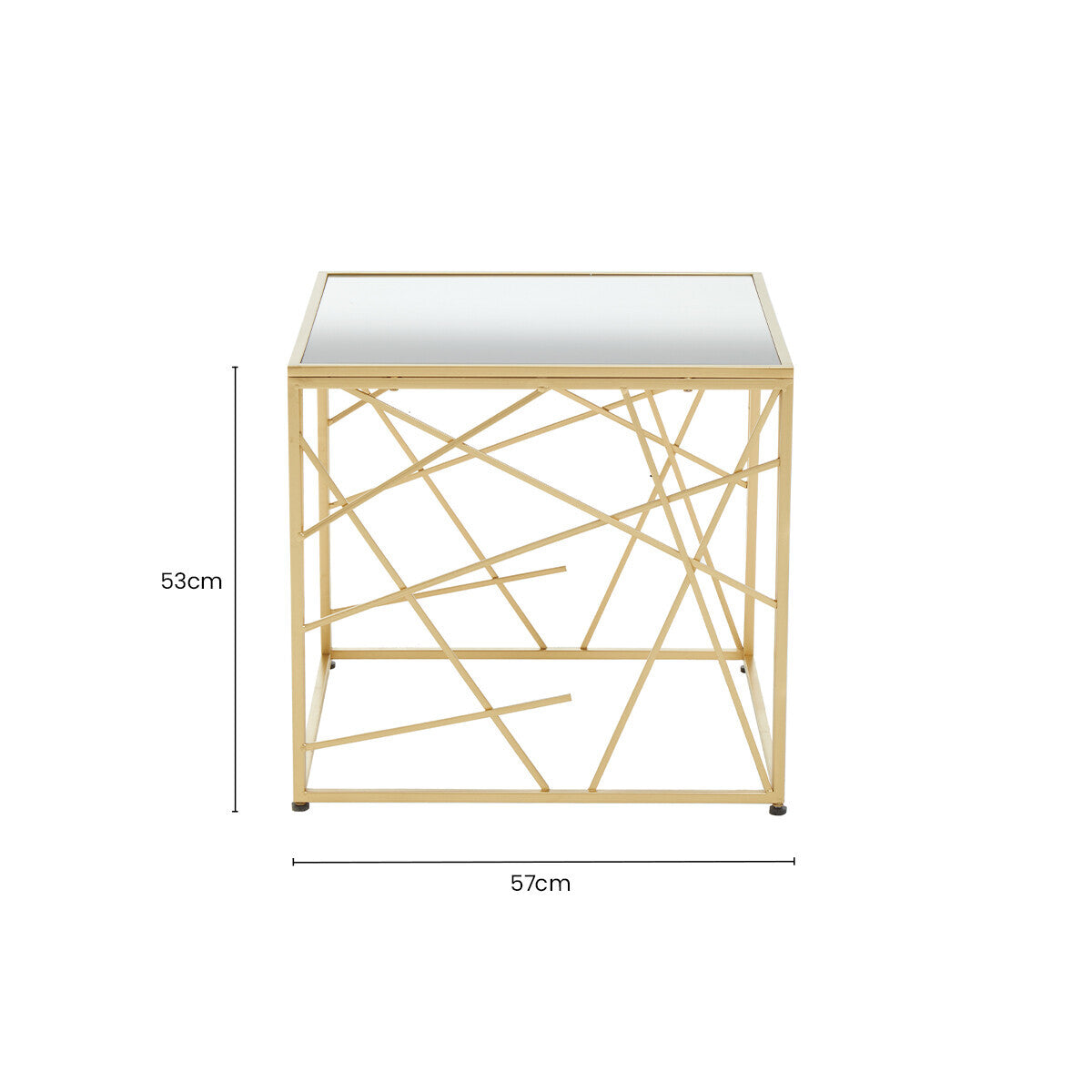Farran Gold Finish Side Table With Mirror Top